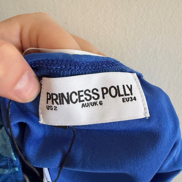 NWT Princess Polly Frostbloom Royal Blue Scarf Neck Bodysuit size 2 - Picture 10 of 13